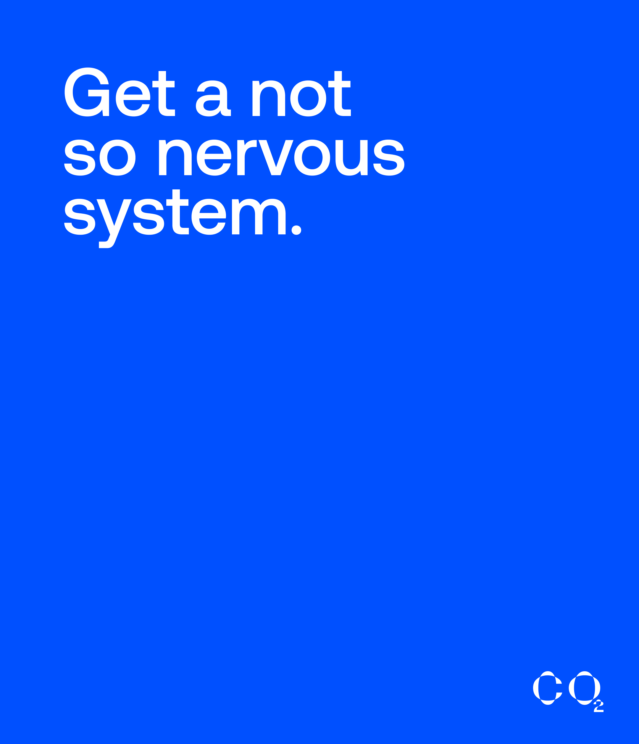 Blue corporate breathwork graphic with the phrase “Get a not so nervous system” promoting The Breath Coach programs for stress reduction and nervous system regulation.