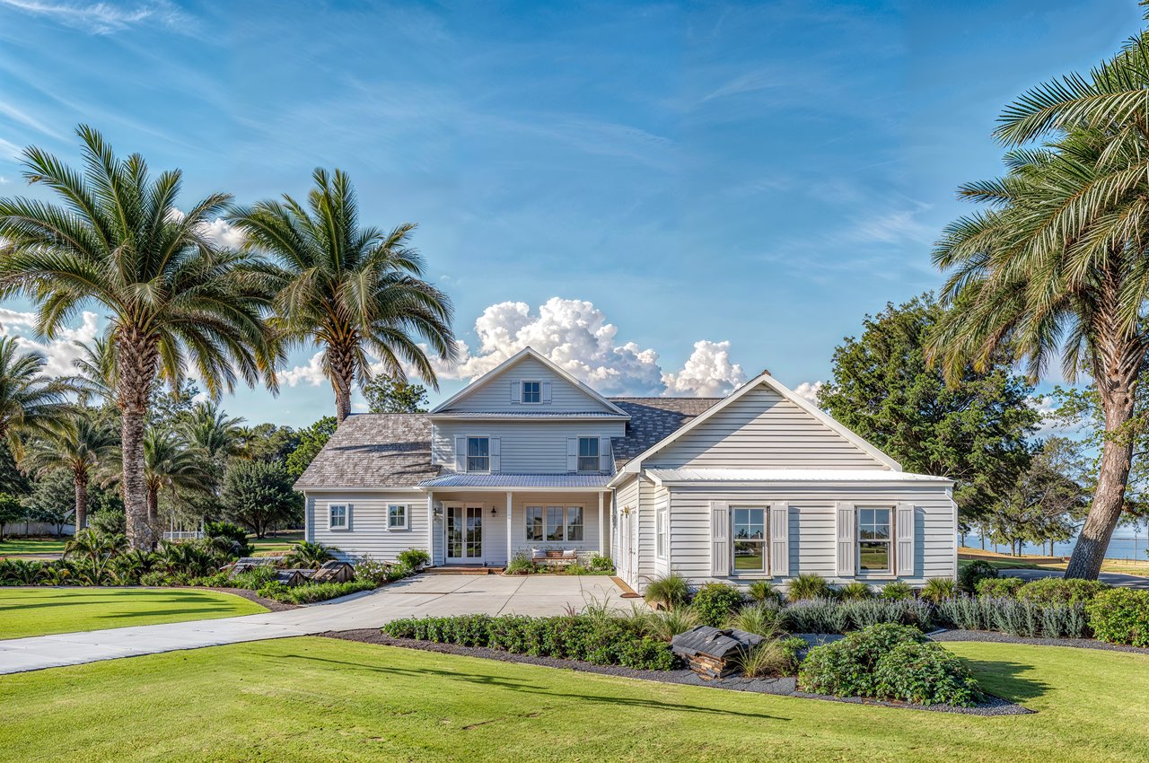 The Sapelo luxury home exterior with coastal design at Sanctuary Cove