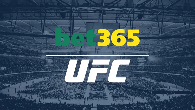 bet365 and UFC partnership logo in packed arena, highlighting iGaming, online gambling, and sports betting collaboration for MMA events.