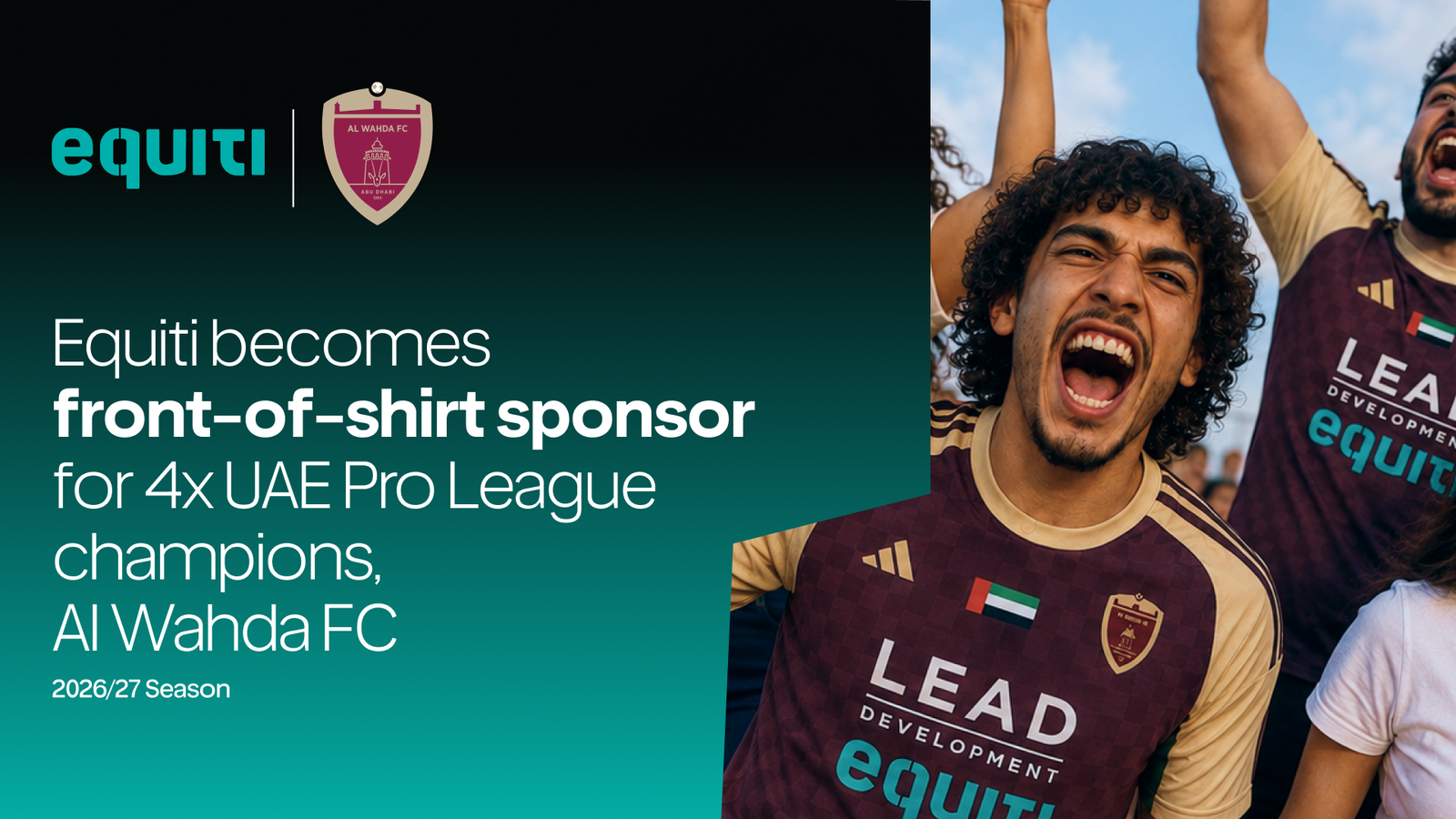 Equiti and Al Wahda FC announce Equiti as front-of-shirt partner for 2026/27, a UAE football sports sponsorship