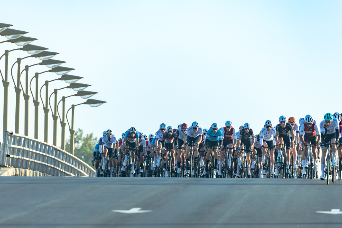 AD Ports Group Gran Fondo event sponsorship visual for the 154 km amateur cycling ride from Al Ain to Al Wathba, Abu Dhabi