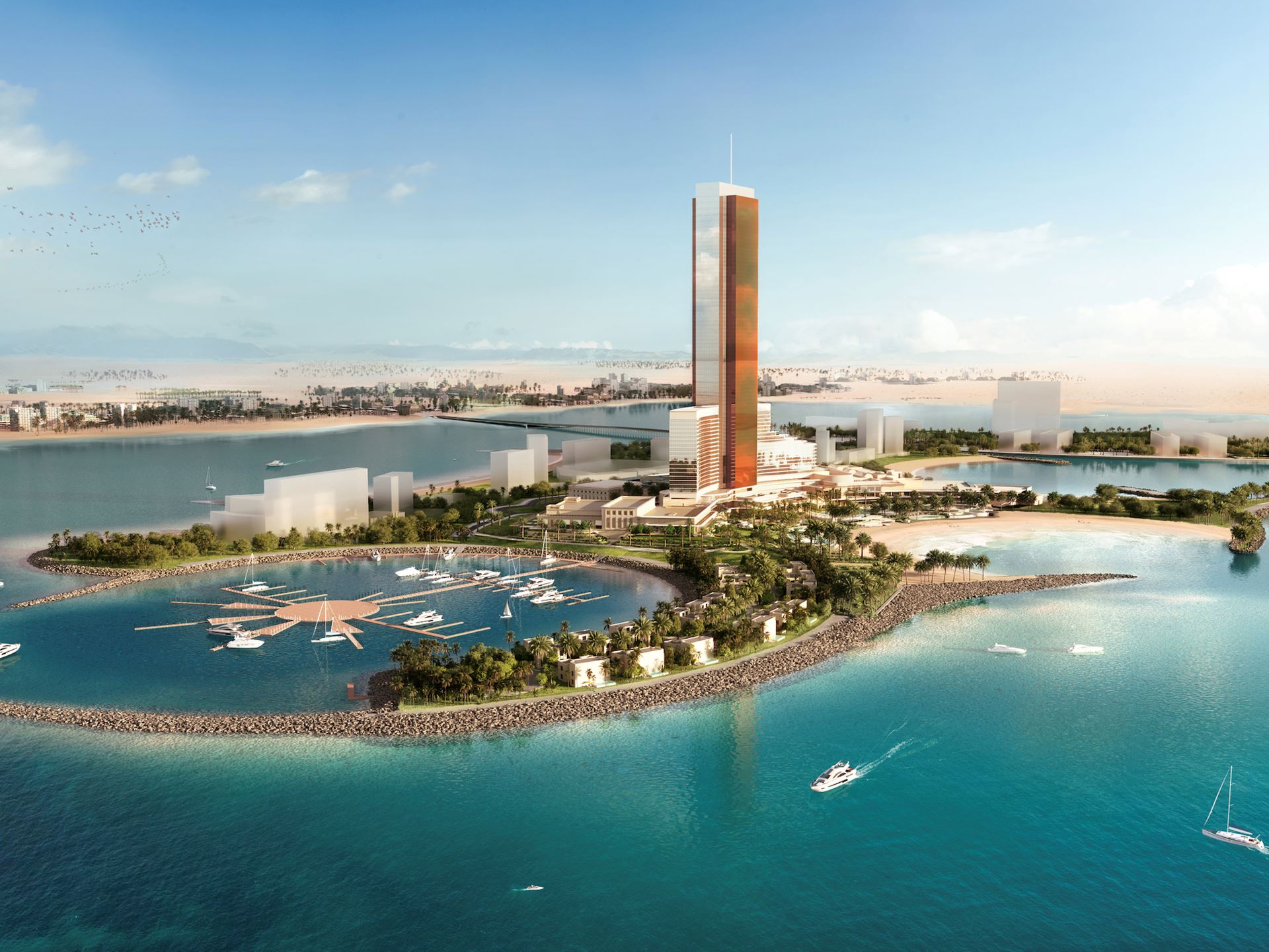 Artist's impression of Wynn Al Marjan Island resort in Ras Al Khaimah, the first GCGRA licensed gaming resort in the UAE