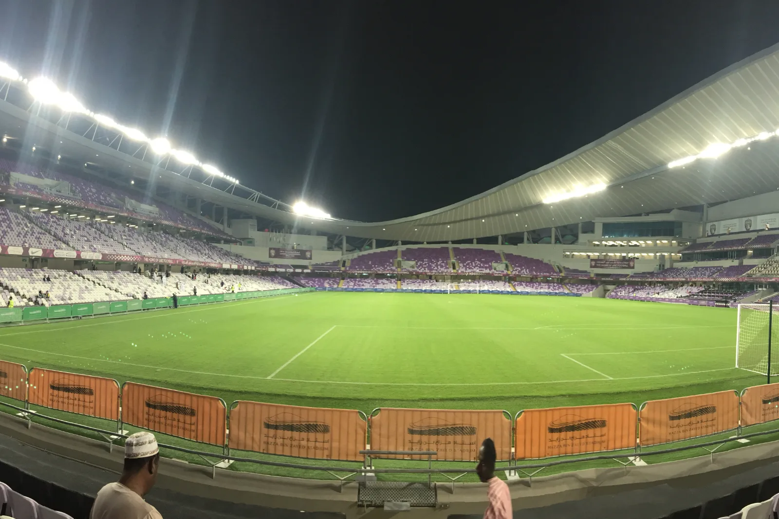 Hazza bin Zayed Stadium in Al Ain at night, a UAE football venue where brands plan sports sponsorship