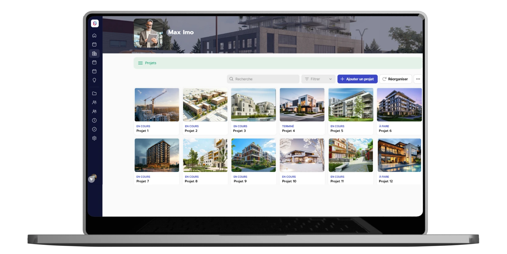 Mock up qui illustre l'interface des logicielle no code développé sur-mesure par Kapli pour illustrer nos études de cas