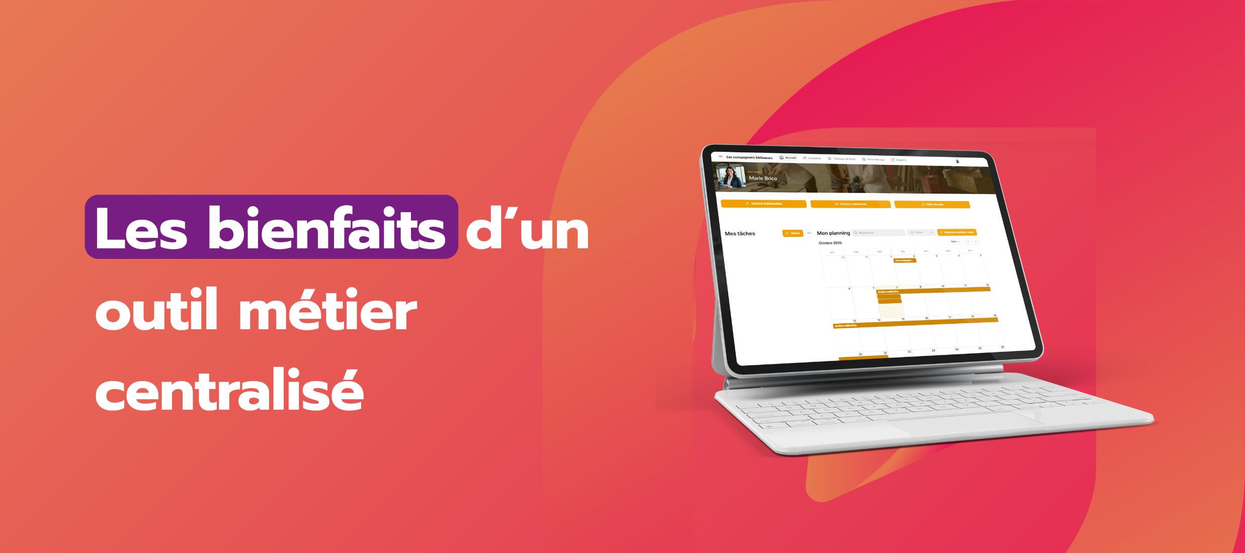 Illustration des avantages d’un outil métier centralisé pour productivité et sérénité au travail.