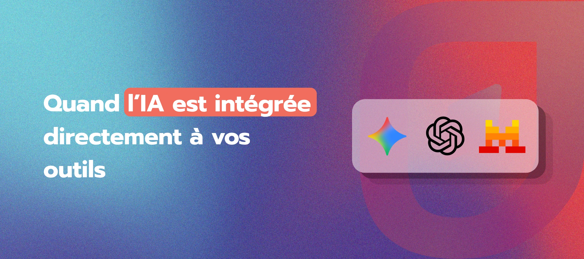 Illustration d’un CRM affiché sur un ordinateur avec une flèche vers une icône d’intelligence artificielle, symbolisant l’intégration directe de l’IA dans les outils métiers.