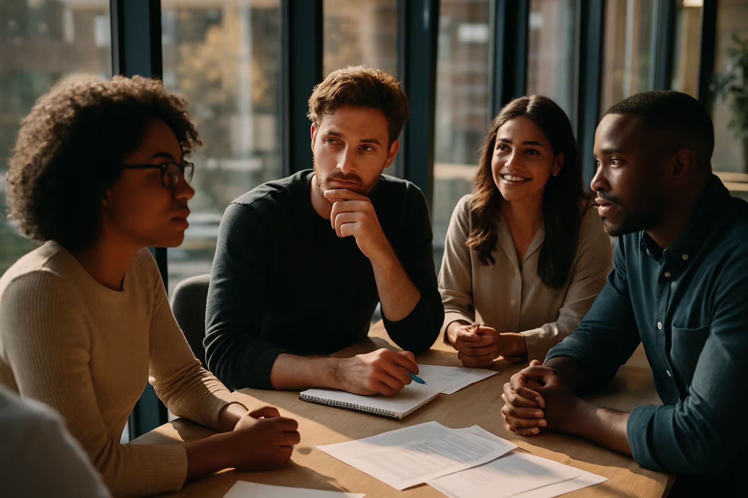 Diverse team planning business continuity