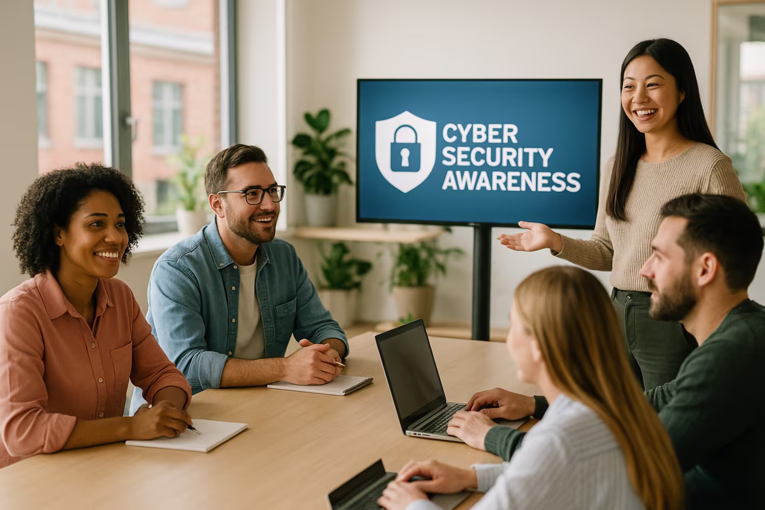 Employees in cyber security awareness training