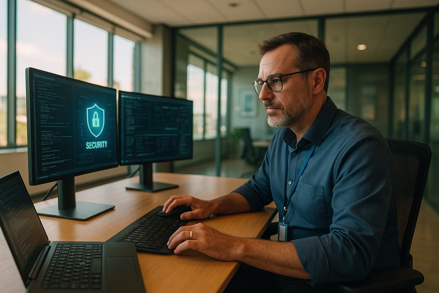 IT security specialist working diligently