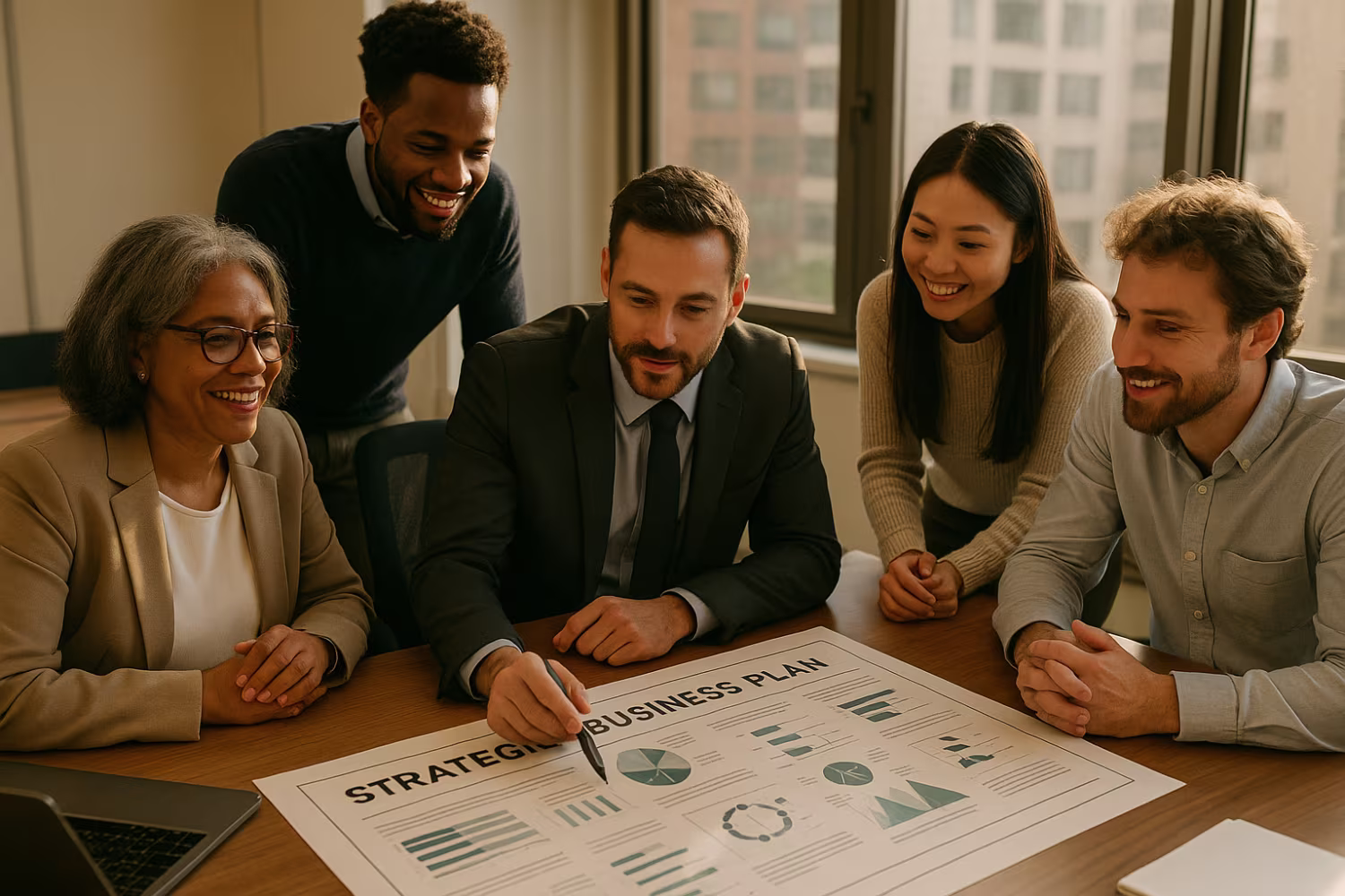 Diverse professionals analyzing business continuity planning