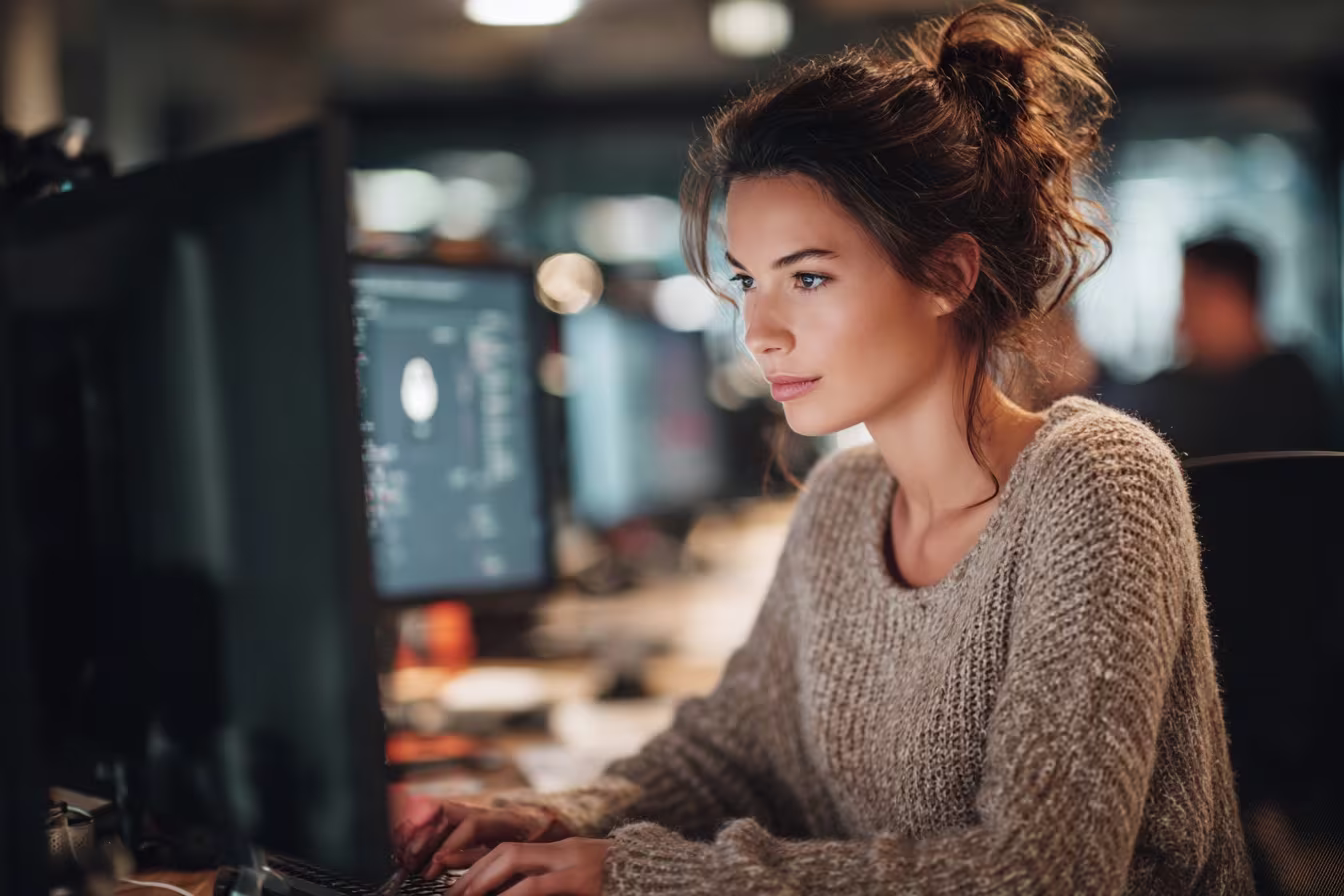 Office worker using secure remote access