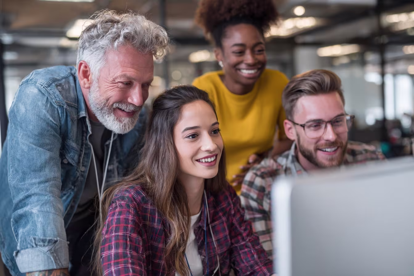 Diverse team collaborating on IT project