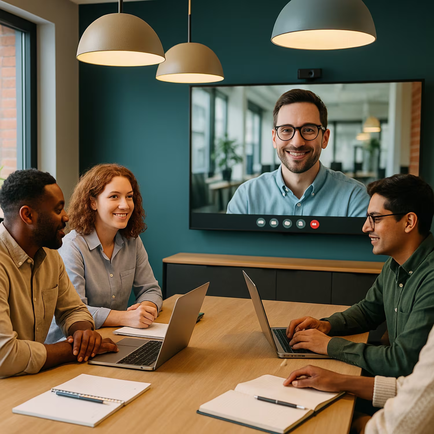 Diverse team engaging in unified communications