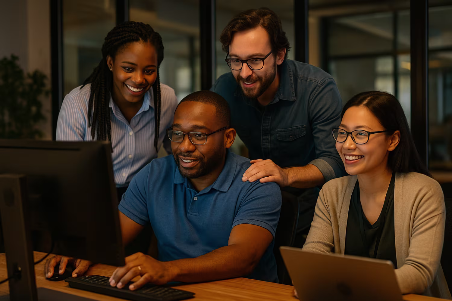 Diverse IT team collaborating professionally