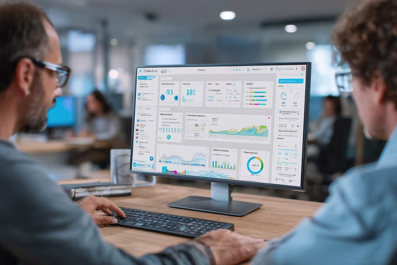 Employees interacting with cloud PBX dashboard