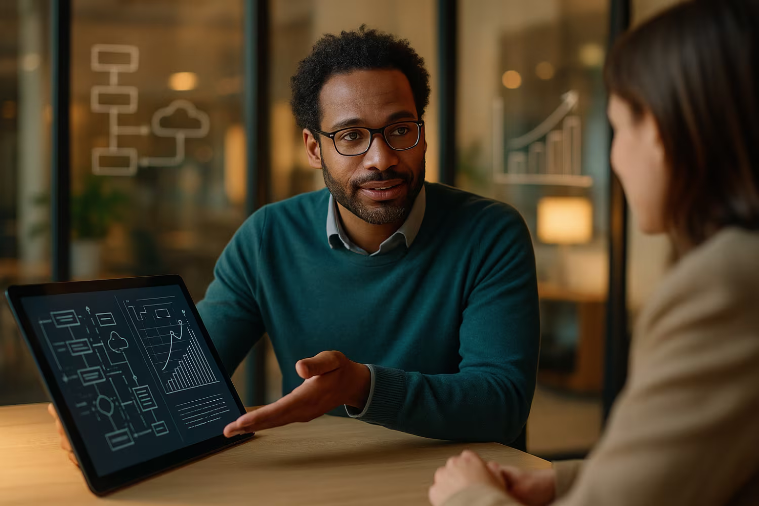 Digital transformation consultant discussing strategy