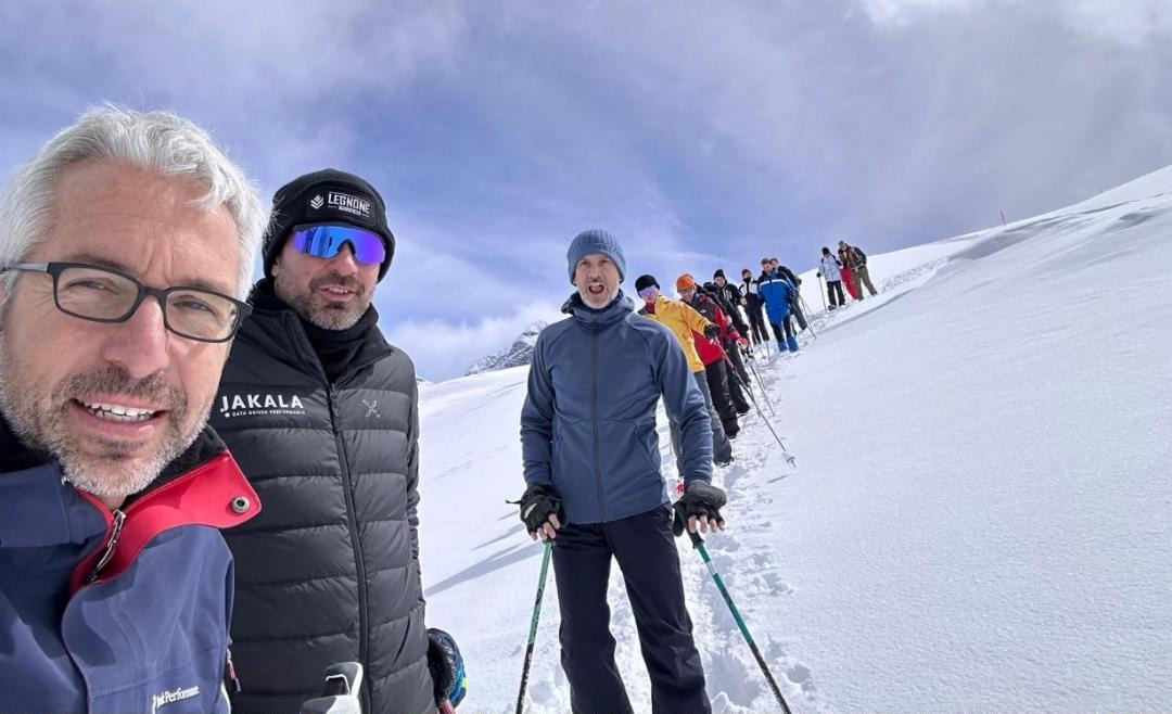 Lorenzo Franzi with founders on a mountain hike
