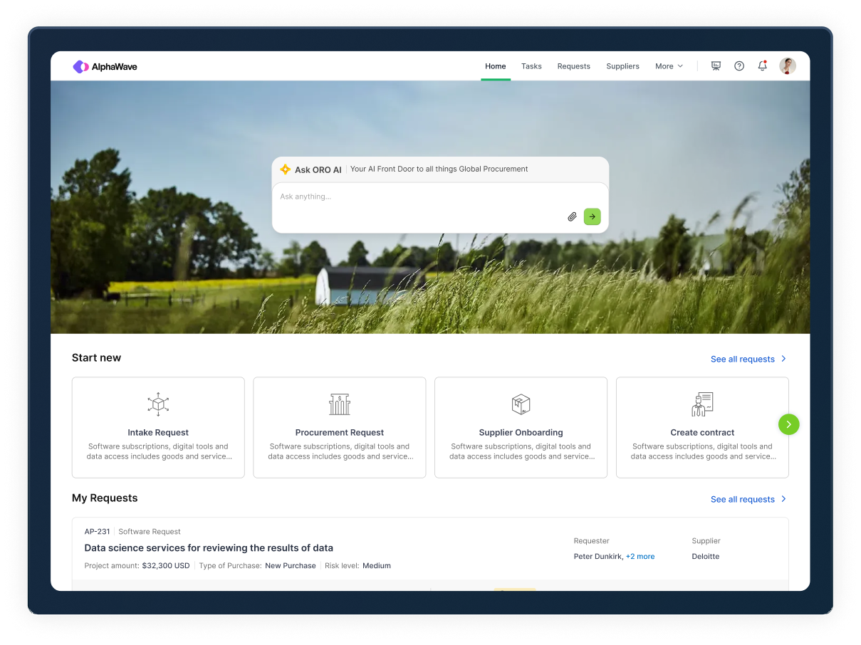 ORO Dashboard Mockup