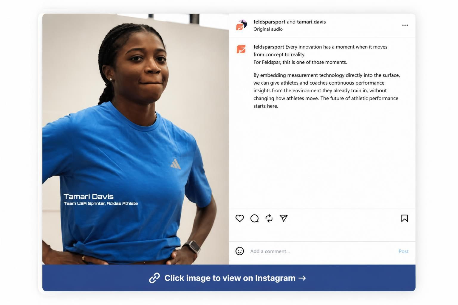 Team USA sprinter Tamari Davis after testing Feldspar's sensor-enabled track
