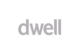 Text logo reading 'dwell' in lowercase letters with a modern sans-serif font on a transparent background.