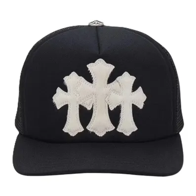 Chrome Hearts Black Triple Cross Patch Trucker Hat
