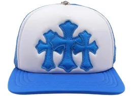 Chrome Hearts Blue Triple Cross Patch Trucker Hat