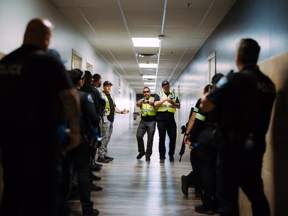 officers in training in the building