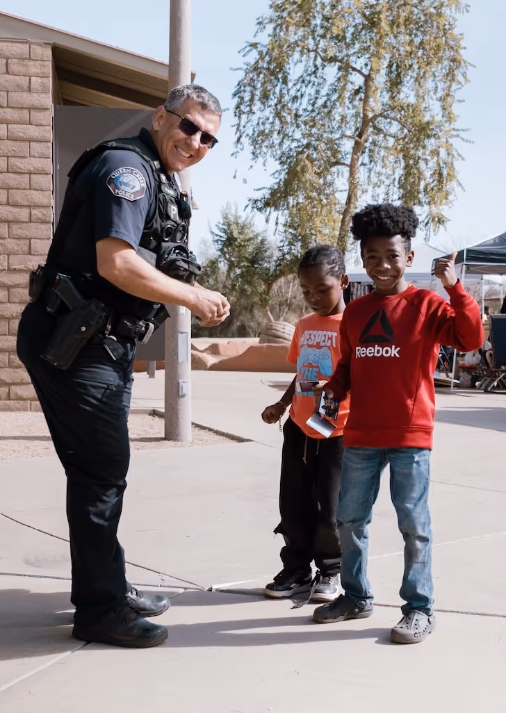 Officer with residents
