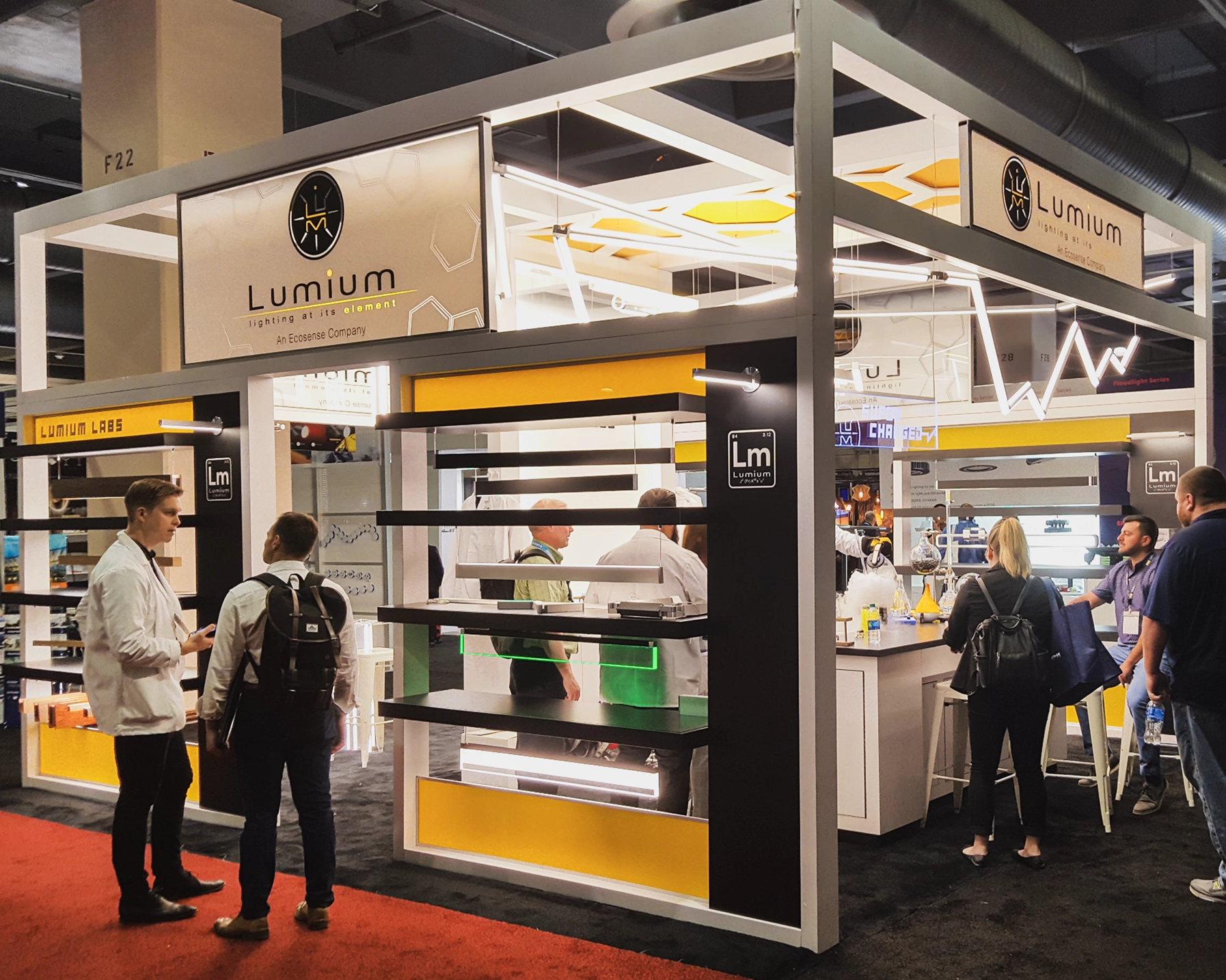Left exterior photo of the Lumium booth.