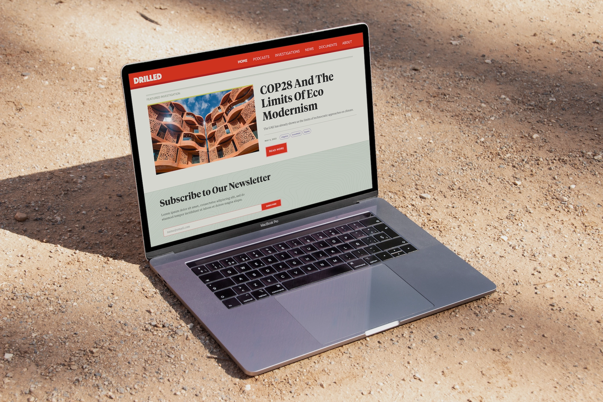 A picture of a laptop showing the Drilled homepage