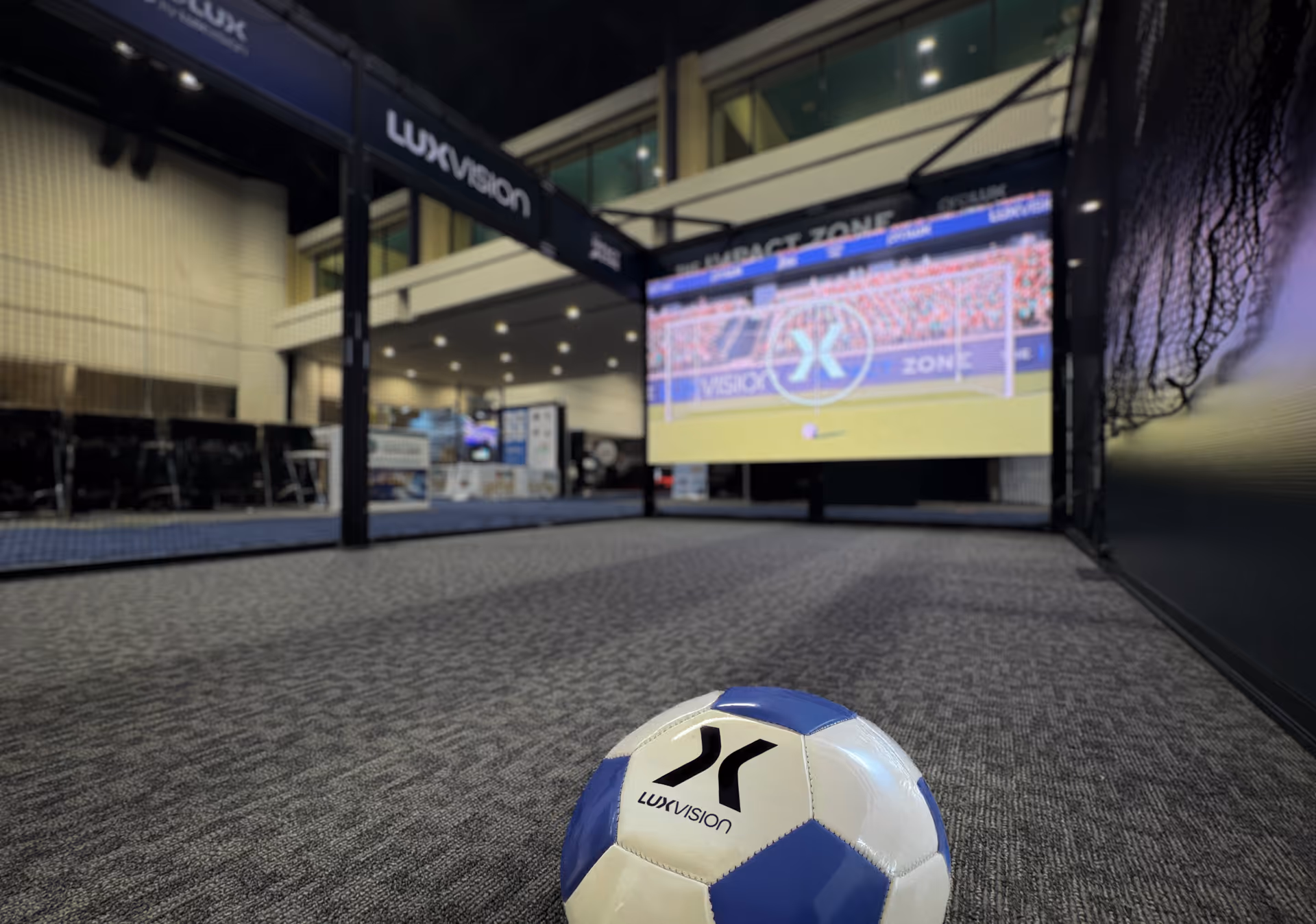 ProLux Rugged trade show booth featuring LuxVision's interactive Impact Zone display