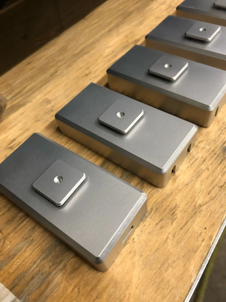 Aluminum electronic enclosure lined up, black anodized