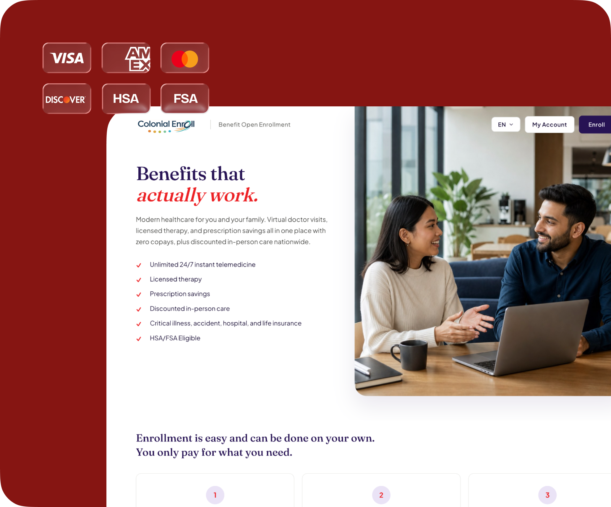 Co-branded enrollment experience with payment options