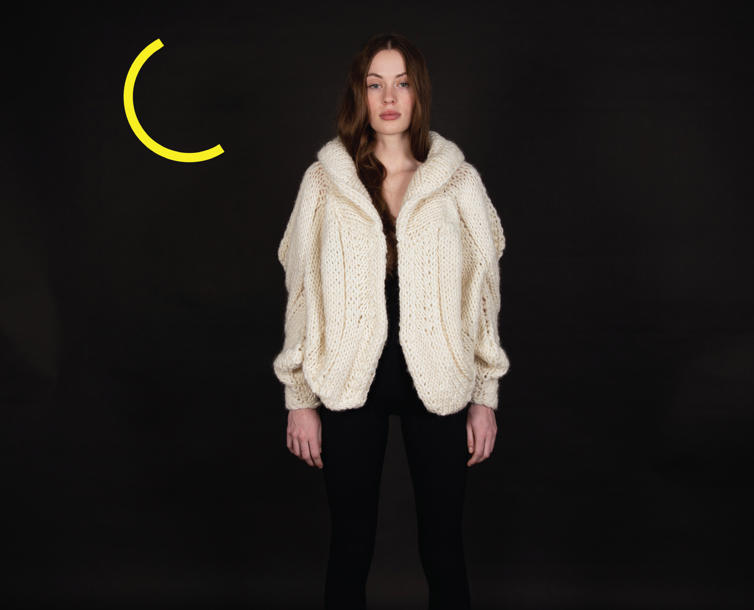 CURVED GEOMETRIC SHAPES CARDIGAN