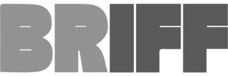 BRIFF text logo in gray and black block letters.
