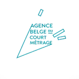 Logo of Agence Belge du Court Métrage with text inside a stylized teal triangle on a black background.