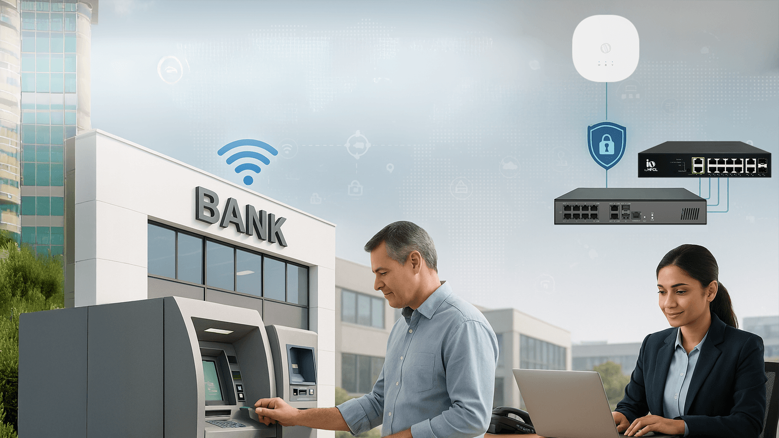 Elevating Bank Networks with Wi-Fi 6 & Switches | IO by HFCL