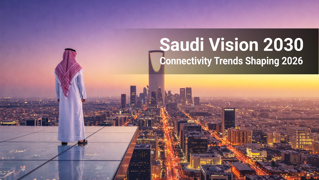 Saudi Vision 2030 digital infrastructure showcasing WiFi 7 access points, IP67 outdoor connectivity and industrial Ethernet switches powering giga projects like NEOM.
