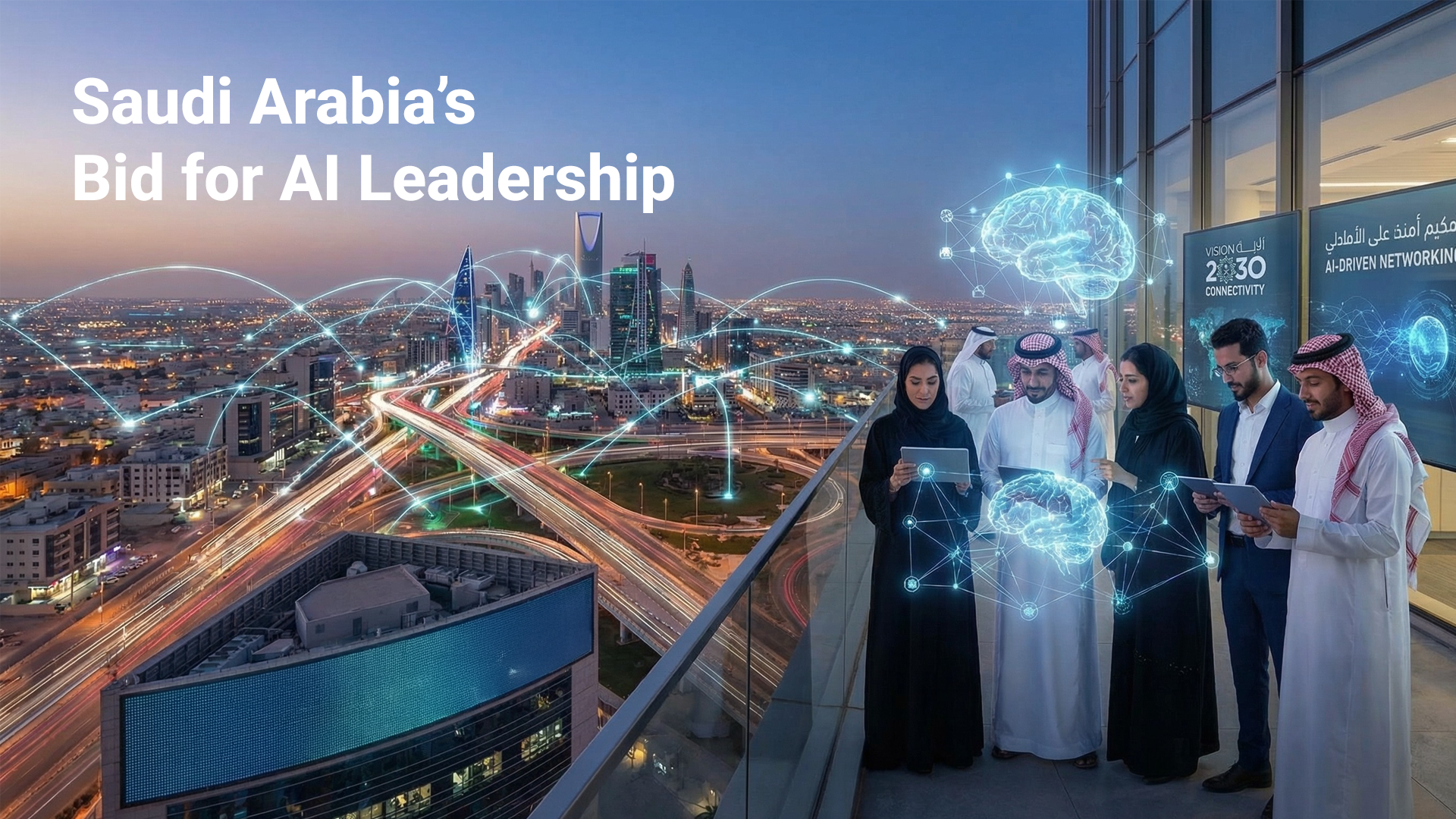 Saudi Vision 2030 digital infrastructure showcasing WiFi 7 access points, IP67 outdoor connectivity and industrial Ethernet switches powering giga projects like NEOM.