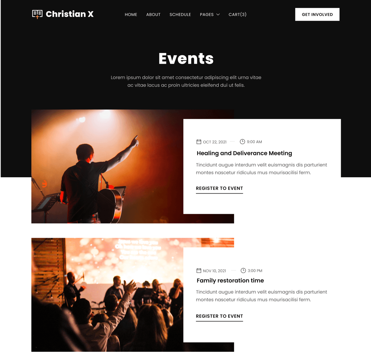 Christian X - Events page - Church Webflow Template