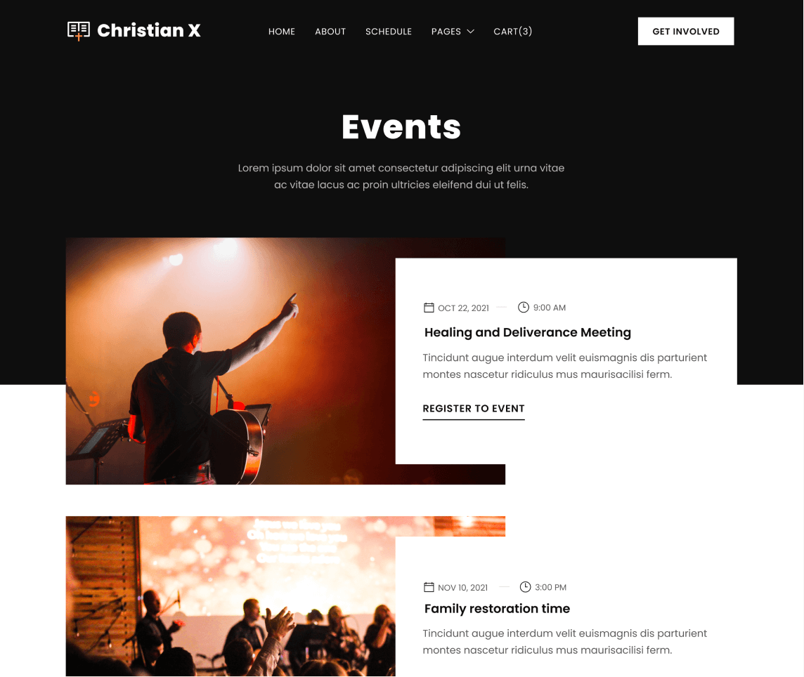 Christian X - Events page - Church Webflow Template