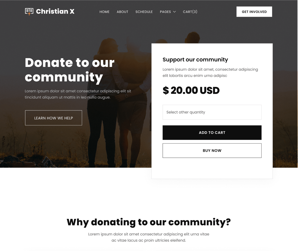 Christian X - Donate Single page - Church Webflow Template
