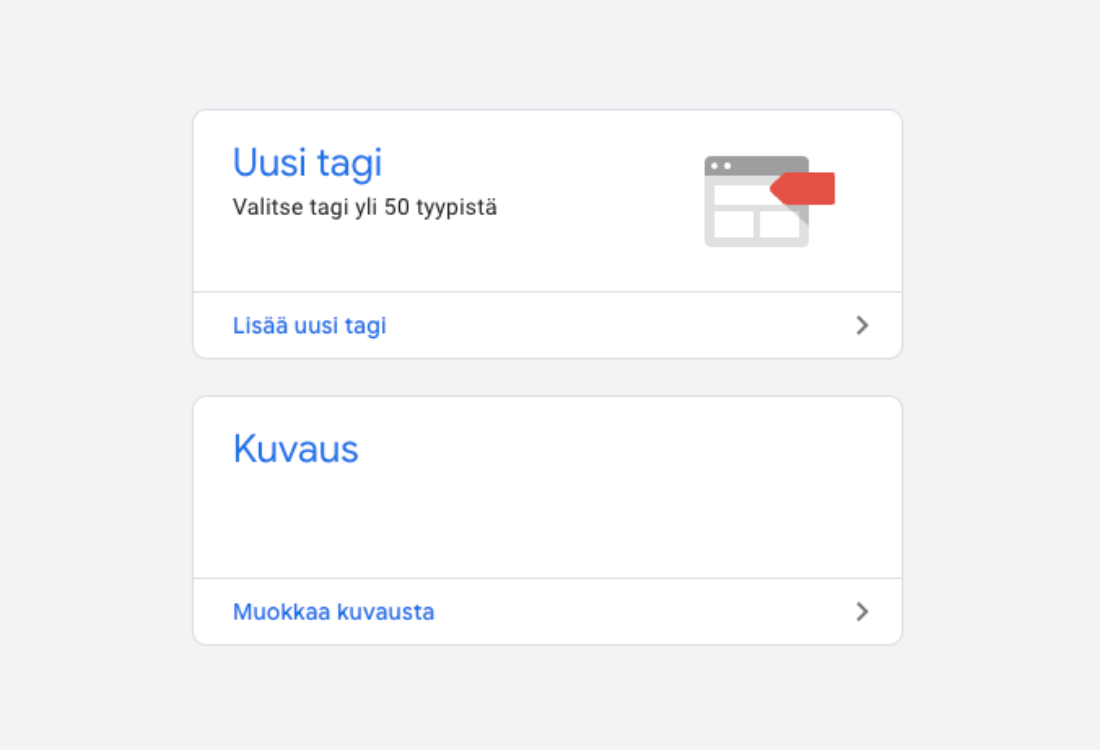 Konversiotagien luominen Google Tag Managerissa