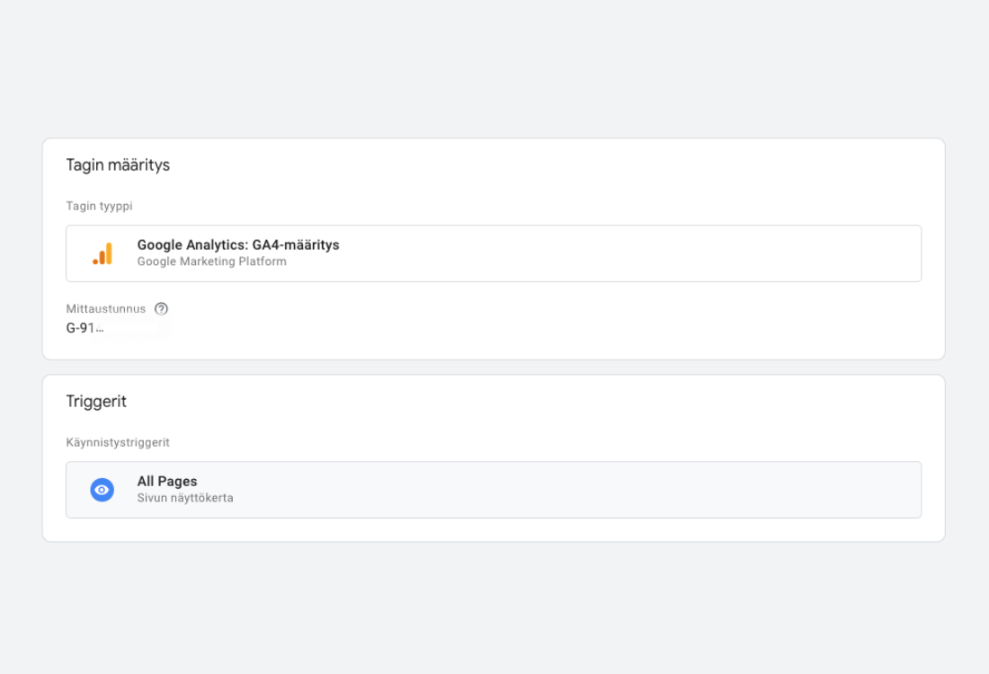 Google Analytics 4 yhdistäminen Google Tag Manager