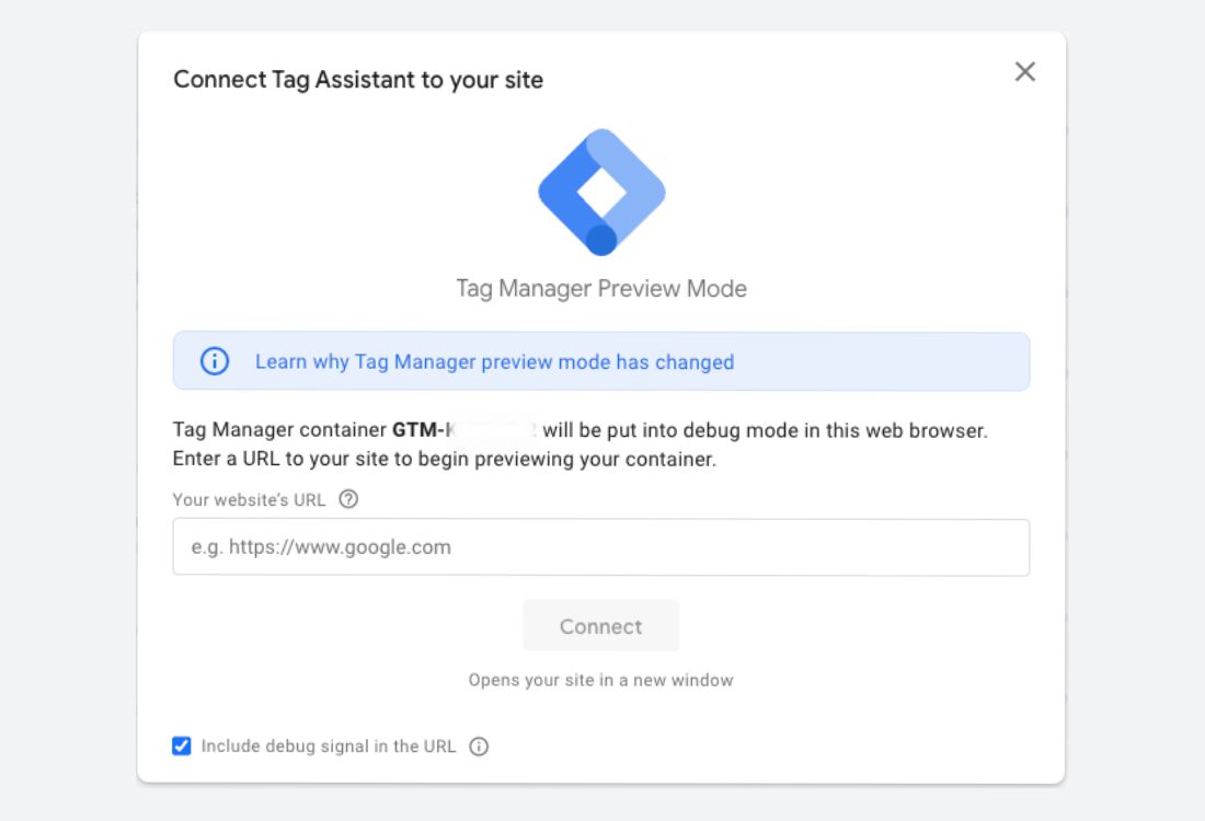 Google Tag Manager testaus tapahtuu Tag Assistantin avulla