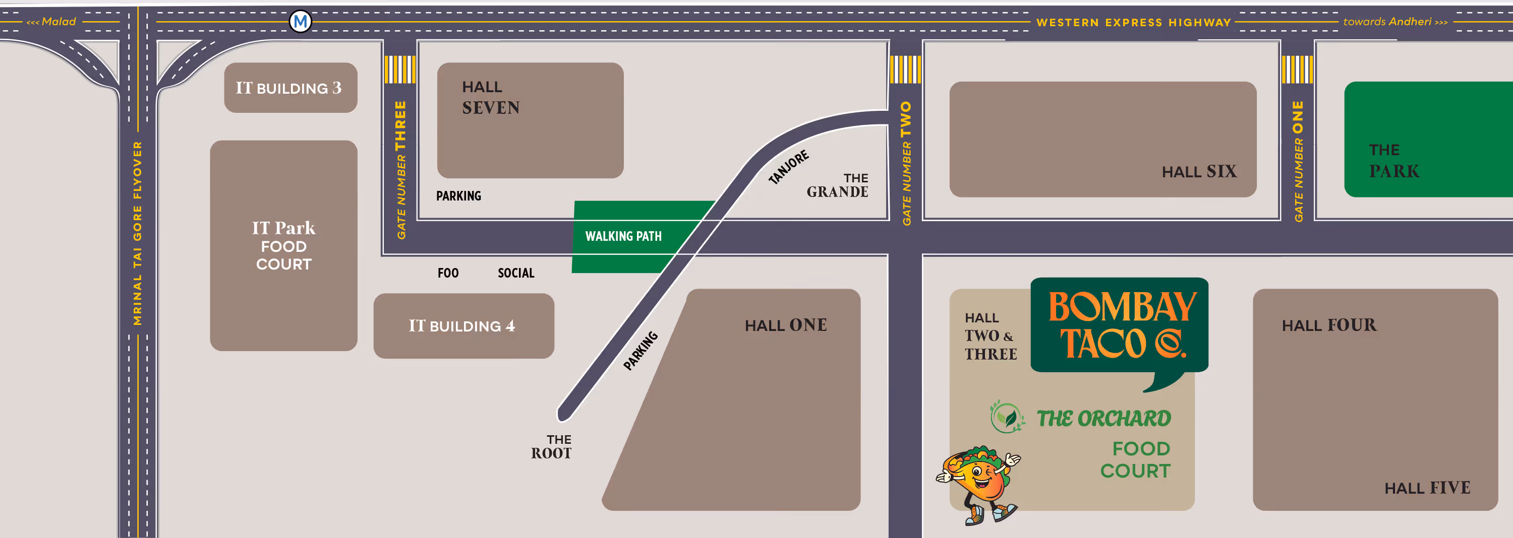 map location of bombay taco inside nesco goregaon