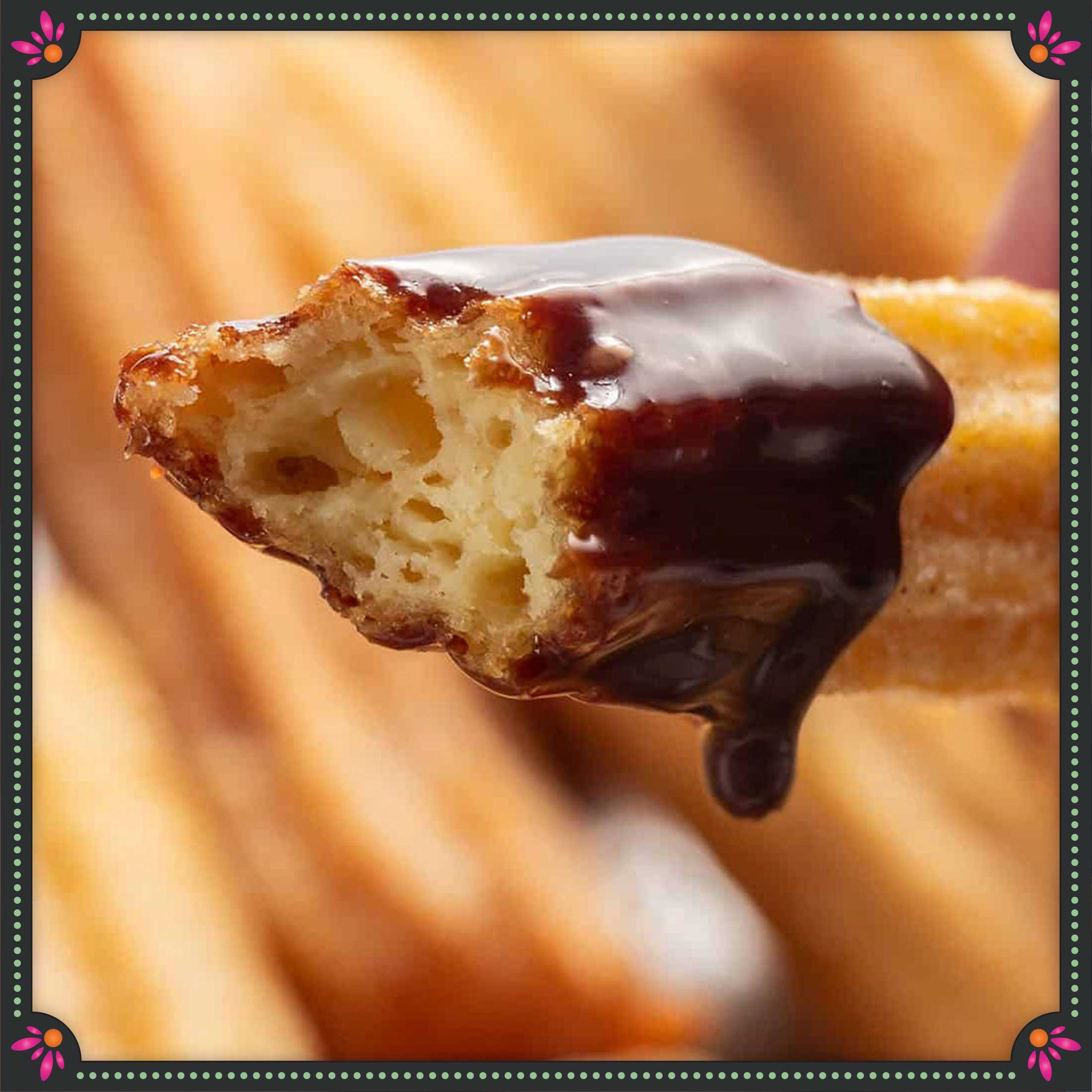 churros with cinnamon and dark or white chocolate dip