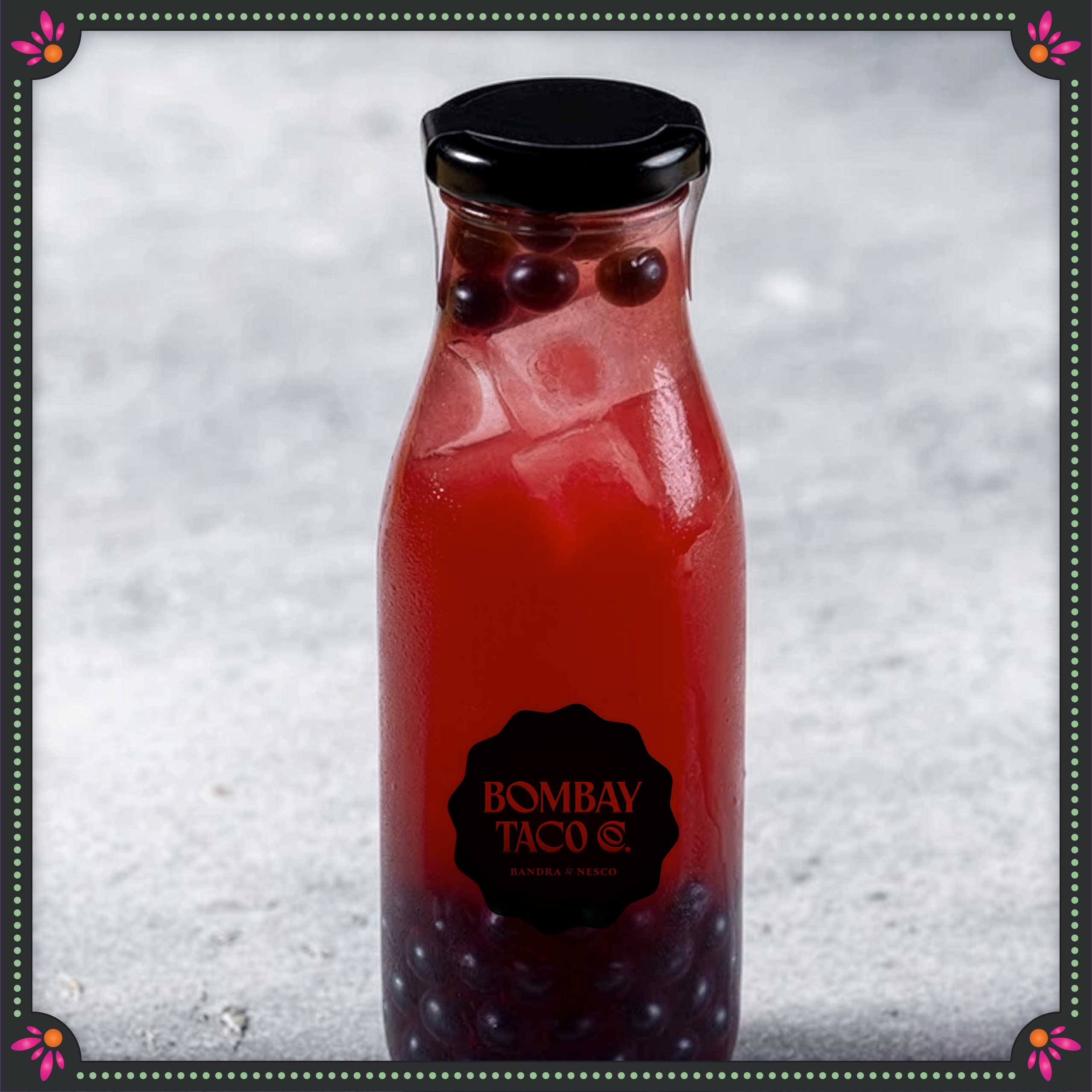 mixed berry juice with pineapple popping boba