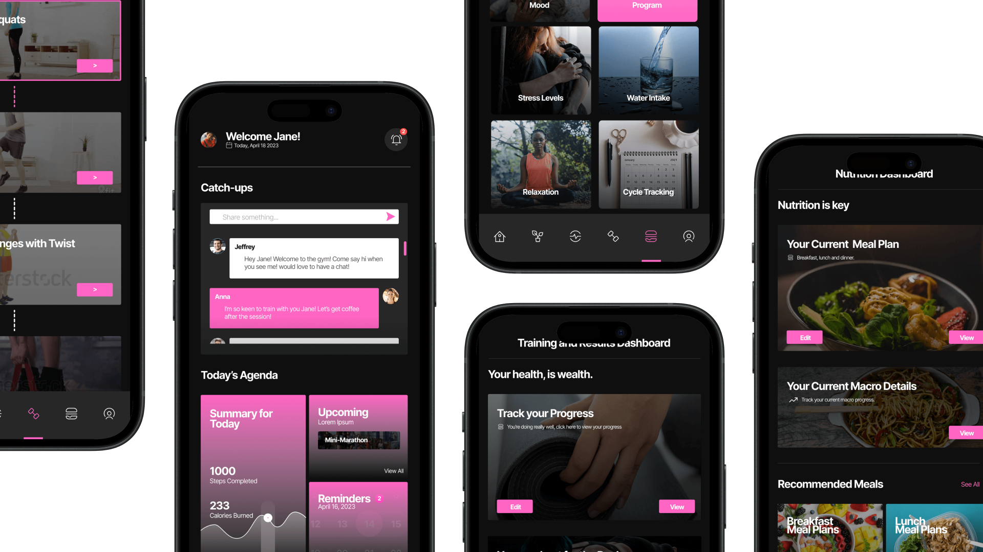Mockups displaying Boss Squad Training application screens.