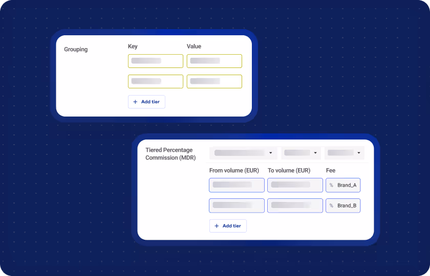 Reiterate's UI displaying PSP transaction data standardization rules